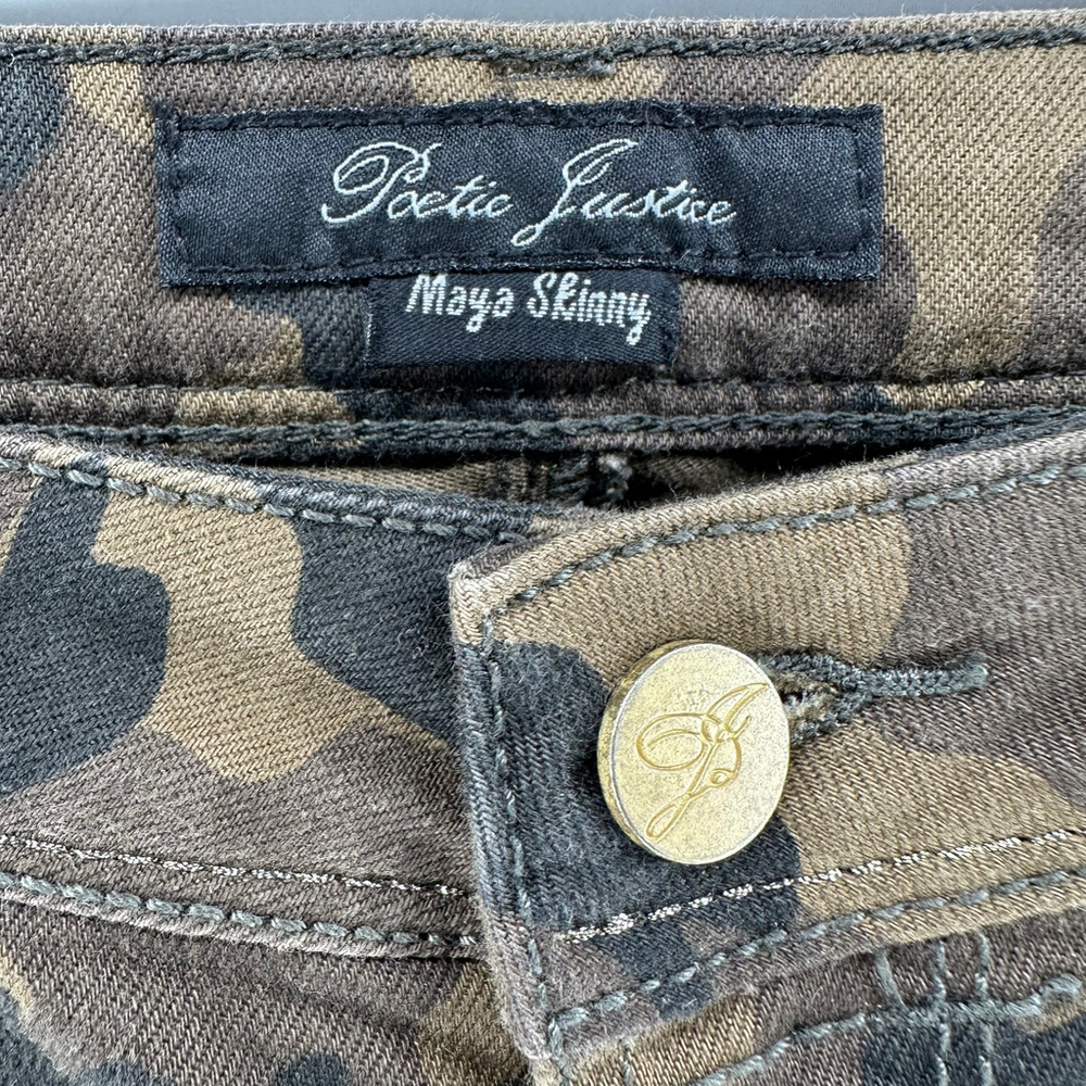Poetic Justice MAYA SKINNY Women's 30 Curvy Fit CAMO ROCKER Stretch Jeans 12 - Picture 7 of 10